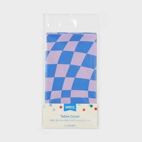 Retro Wavy Checkered Print Table Cover - Spritz&trade; image {2}