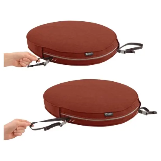 15" x 15" x 2" Montlake Fadesafe Round Patio Dining Seat Cushion Set - Heather Henna Red - Classic Accessories image {5}