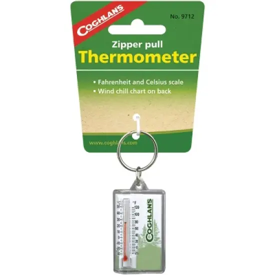 Coghlan's Zipper Pull Thermometer Keychain, Windchill Chart Survival Camping Aid image {2}