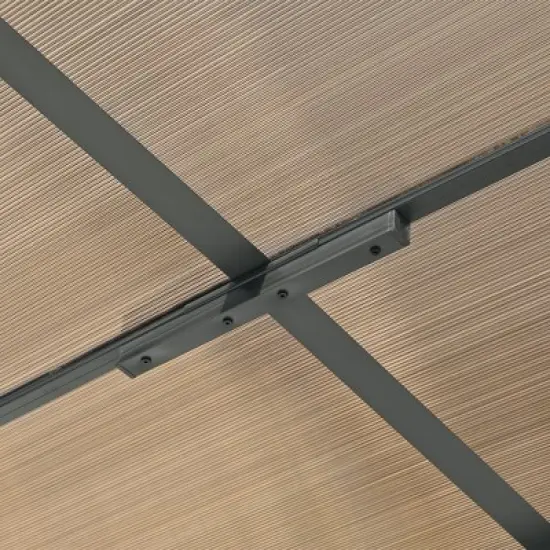 ModernLuxe 14.76 x 9.22 FT Wall-Mounted Gazebo, Outdoor Pergola with PC Roof Panels, Iron Frame, Sloped Design Shelter for Deck/Garden/Backyard, Gray image {12}