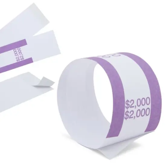 Paper Junkie 300-Pack Money Bands for Cash, Self-Adhesive Assorted Labels 1000, 2000, 5000, Bill Wrappers 3 ABA Standard Colors image {7}