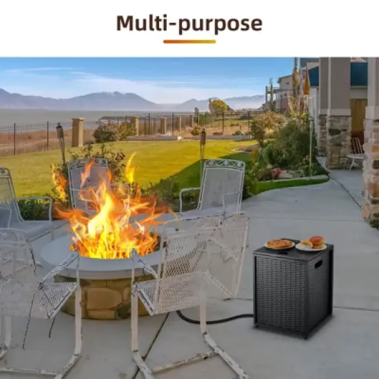 Garvee Propane Tank Cover Table Outdoor for 20Lbs Propane Tank, Outdoor Gas Tank Table with Storage Sides, Functional Table & Cover for Gas Fire Pit image {4}