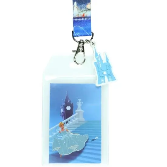 Disney Princess Cinderella Breakaway Lanyard ID Badge Holder 2" Rubber Charm image {1}