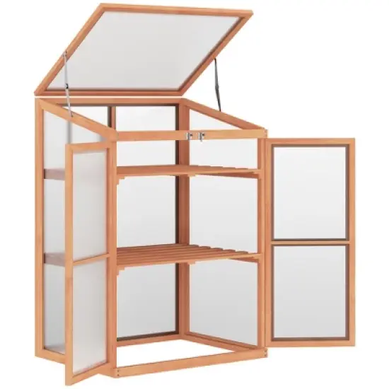 Outsunny Wooden Cold Frame Small Mini Planter Box for Outdoor and Indoor, Natural, 30" L x 24" W x 44" H image {8}