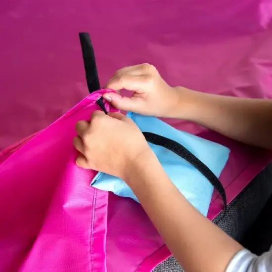 JumpOff Jo Build Me Blanket Fort, Configurable Play Tent Kit, 3 Ripstop Blankets, Beanbags & Drawstring Backpack image {6}