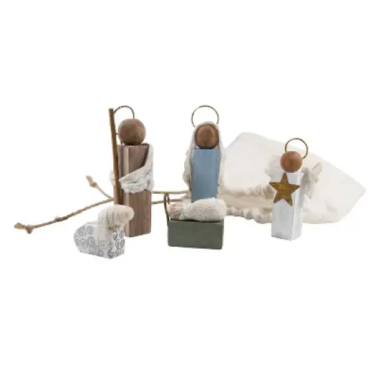 Transpac Wood Holy Family Figurines Set of 5 Decorative Nativity Scene Multicolor Tabletop Christmas Decor Gift image {1}