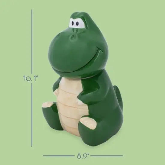 100 North Dolomite Ceramic 10 inch Everyday Cookie & Candy Jar with Airtight Lid: Kitchen Canisters, Pet Treat Containers, Tyrannosaurus Rex Dinosaur image {1}