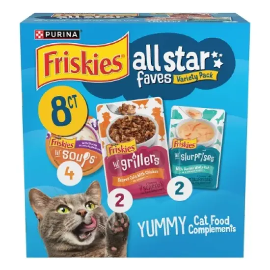 Purina Friskies All Star Faves Lickable Chicken and Shrimp Flavor Topper Variety Pack  Wet Cat Food - 10.3oz image {6}