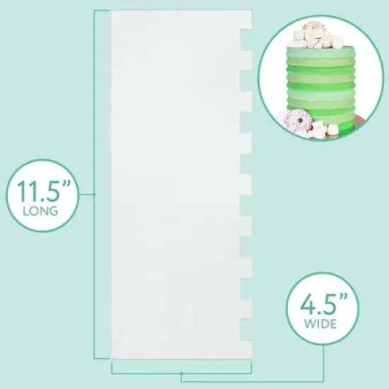 Impresa 11.5" Tall Clear Acrylic Icing Frosting Stripes Comb Large Cake Smoother Scraper with Patterned Edge for Cake Decorating image {3}