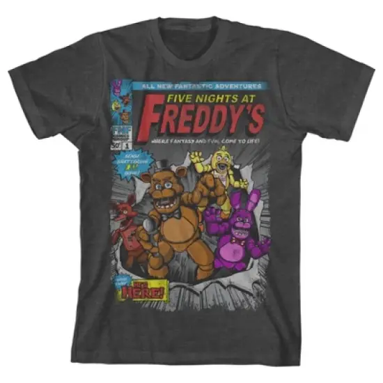 Five Nights at Freddy's Comic Cover Art Boy's Charcoal Heather T-shirt image {5}