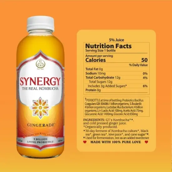 Synergy The Real Kombucha, Gingerade &ndash; 16 fl oz image {3}