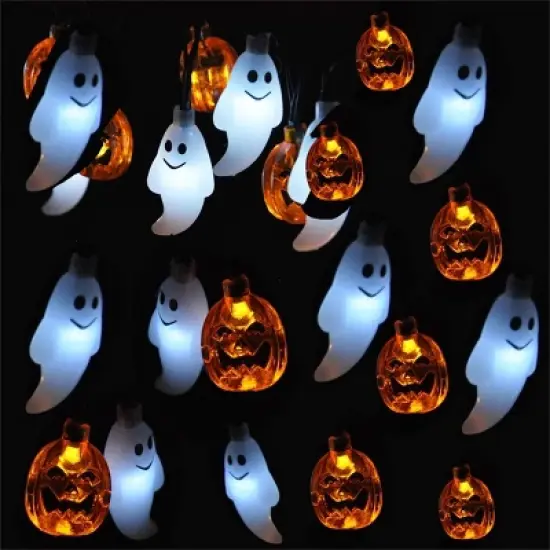 Joyfy 19.7FT 30 LEDs Halloween String Lights Decorations, Ghost Pumpkin String Light with 8 Lighting Modes for Halloween Party Indoor Outdoor Decor image {8}