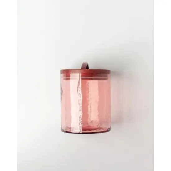 Slickblue Handblown Hammered Pebbled Finish Glass Storage Canister with Lid, Airtight Seal, Small, Blush image {1}