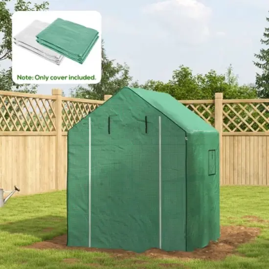 Outsunny Walk-in Greenhouse Cover Replacement for 01-0472, 55" x 56.25" x 74.75" Reinforced Anti-Tear PE Hot House Cover image {1}