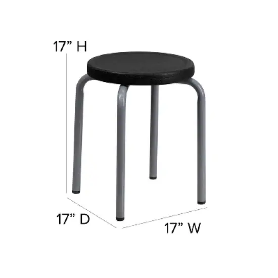 Emma and Oliver Stackable Stool with Silver Powder Coated Frame image {2}