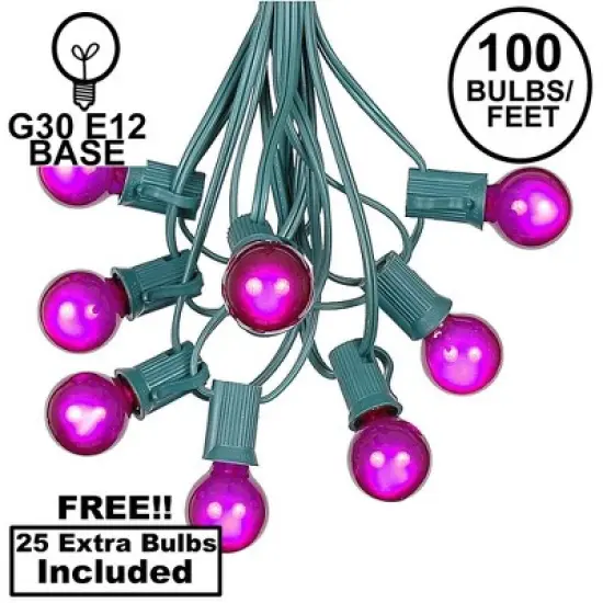 Novelty Lights 100 Feet G30 Globe Outdoor Patio String Lights, Green Wire image {9}