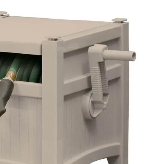 Suncast CPLPHH100D Hideaway 100' Resin Garden Hose Reel for 5/8" Hoses, Taupe image {4}