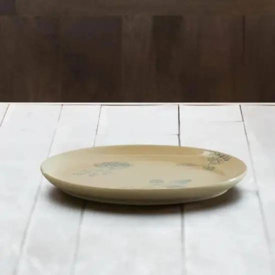 Off-White Round Ceramic Printed Dinner Plate &uml;C Elegant Dining Plate for Every Meal-9.8in Dia image {3}