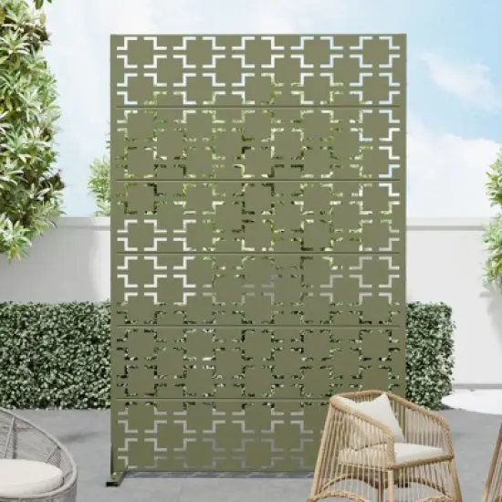 PexFix 72 in. x 47 in.Metal Freestanding Privacy Screen Garden Fence For Deck Patio Balcony Outdoor Privacy Panel Square Design image {5}