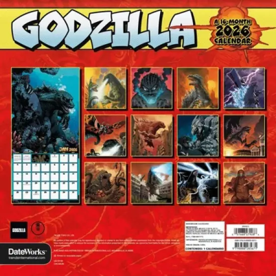 Trends International 2026 Godzilla Classic 12"x12" Wall Calendar image {3}