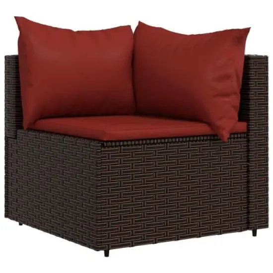 vidaXL Patio Lounge Set Brown PE Rattan, Powder-Coated Steel, Polyester image {3}