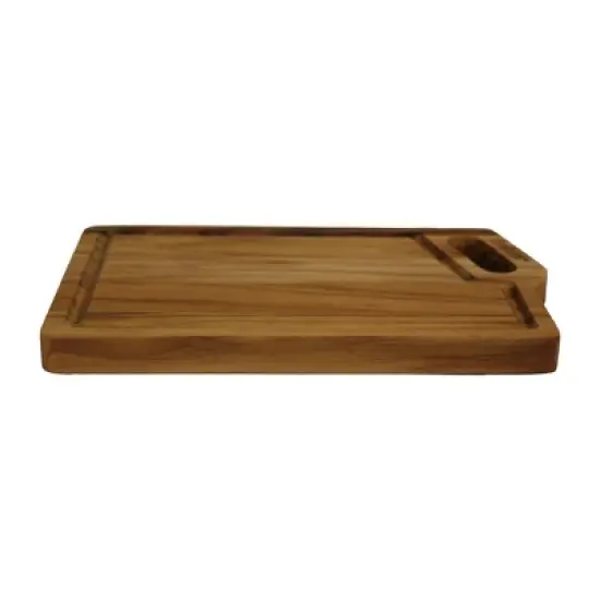 EcoDecors 10x6 Teak Edge Grain Cutting Board with Juice Groove & Handle image {1}