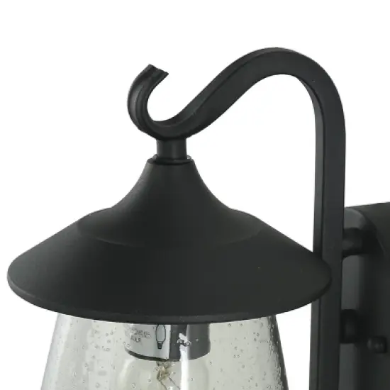 9.8" Metal/Glass Outdoor Lamp Black - LNC image {3}