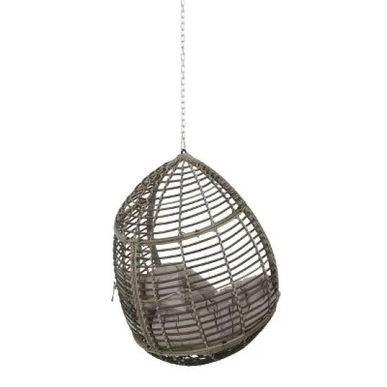 FIONECA Hanging Chair with 8ft Chain, Indoor & Outdoor Rattan Swing Chair with Cushion, Patio, Balcony, Porch Seating image {8}