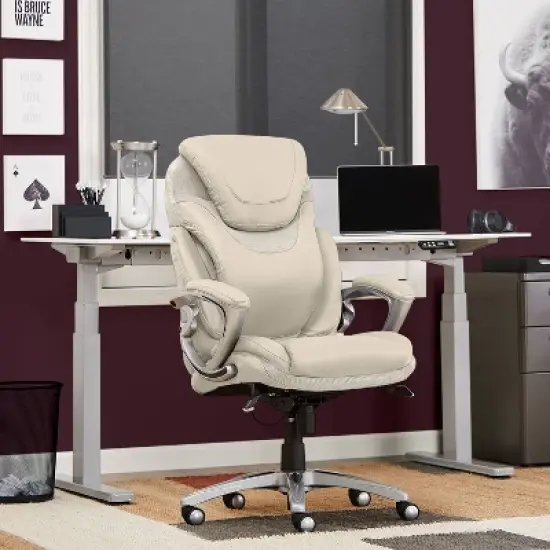 Works Executive Office Chair with Air Technology Comfortable Cream - Serta image {1}