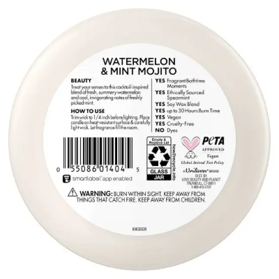 Beloved Watermelon & Mint Mojito 2-Wick Vegan Candle - 11.5oz image {3}