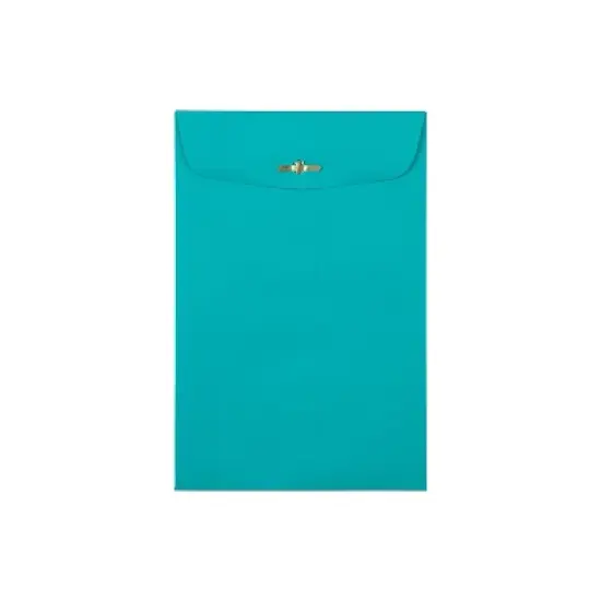 JAM Paper 6 x 9 Open End Catalog Colored Envelopes with Clasp Closure Sea Blue Recycled 25/Pack image {2}