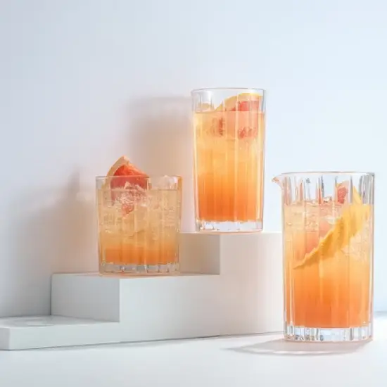 JoyJolt Alina Ribbed Cocktail Mixing Glass Pitcher - 20 oz Modern Art Deco Cocktail Stirring Glass image {2}