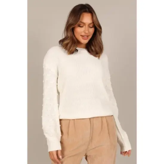 Petal and Pup Womens Katrina Textured Sleeve Crewneck Knit Sweater image {7}