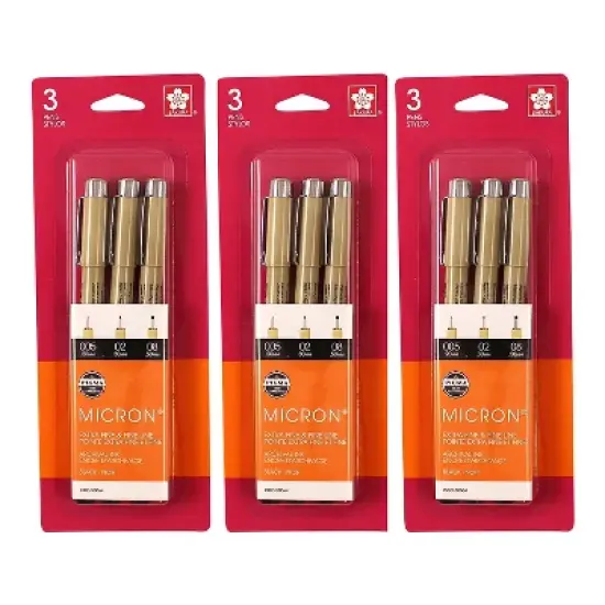 Sakura Pigma Micron Pen Fineliner Multicolor Ink 3/Bundle (SAK50145-3) image {3}