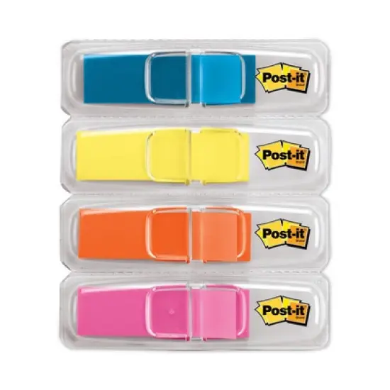 Post-it Flags Highlighting Page Flags, 4 Bright Colors, 0.5 x 1.75, 35/Color, 4 Dispensers/Pack image {1}