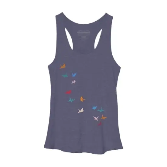 Women's Design By Humans Flying Paper Cranes Birds By Magnussons Racerback Tank Top image {6}