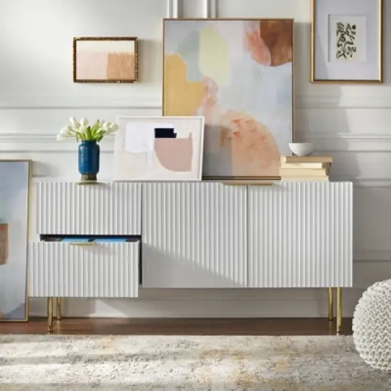 Valen Channel Front Large Buffet White - Lifestorey image {3}