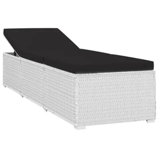 vidaXL Sun Lounger White PE rattan 76.8 in x 23.6 in x 12.2 in image {4}