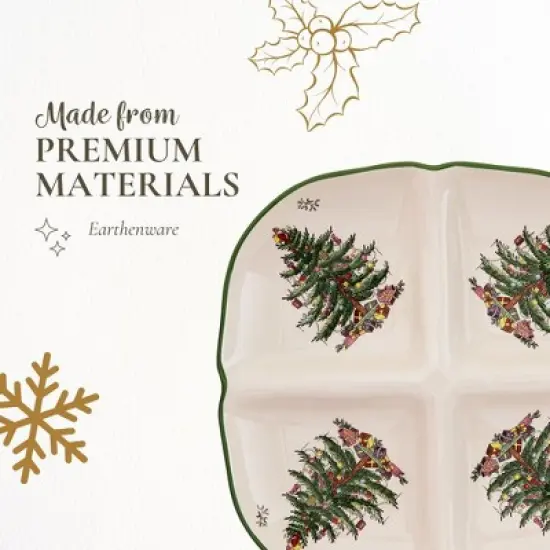 Spode Christmas Tree Sculpted 4-Section Tray - 1-Inch Divided Holiday Serveware in Fine Porcelain - Dishwasher, Microwave, Oven Safe image {3}