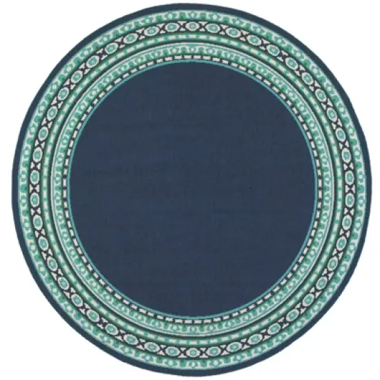 Marlowe Border Patio Rug Navy/Green image {10}