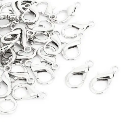 Unique Bargains Metal Necklace Bangle Lobster Claw Clasp Silver Tone 50 Pcs image {4}