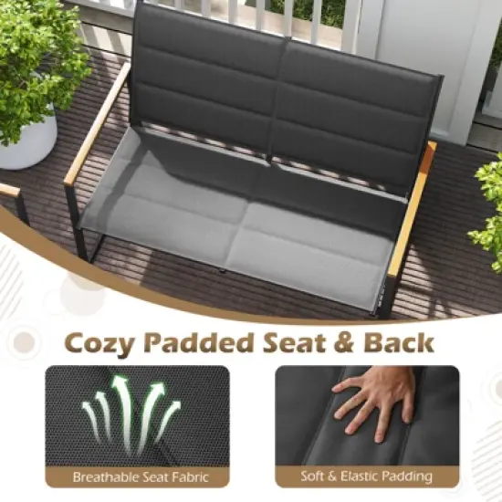 Costway 4/8 PCS Patio Furniture Setwith Padded Fabric Seat & Wood-Plastic Armrests Table image {5}