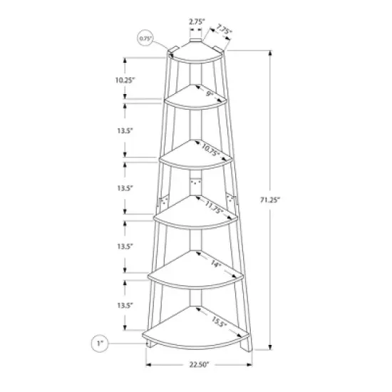 Bookcase with Corner Accent &Eacute;tag&egrave;re 60" - EveryRoom&reg; image {3}