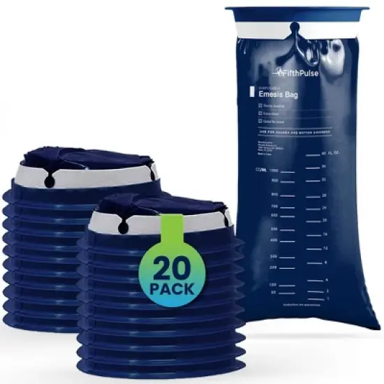 FifthPulse Disposable Navy Blue Emesis Bags, Barf Bags for Kids & Adults, Vomit Bags for Traveling, Great for Motion Sickness & Nausea image {7}