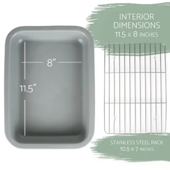 Elanze Designs Large 9x13 inch Stoneware Porcelain Baking Dish With Stainless Steel Rack, Grey image {2}