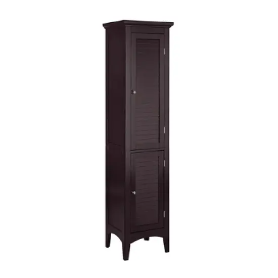 Teamson Home Glancy Two Shutter Doors Wooden Tall Tower Storage Cabinet Dark Brown image {9}