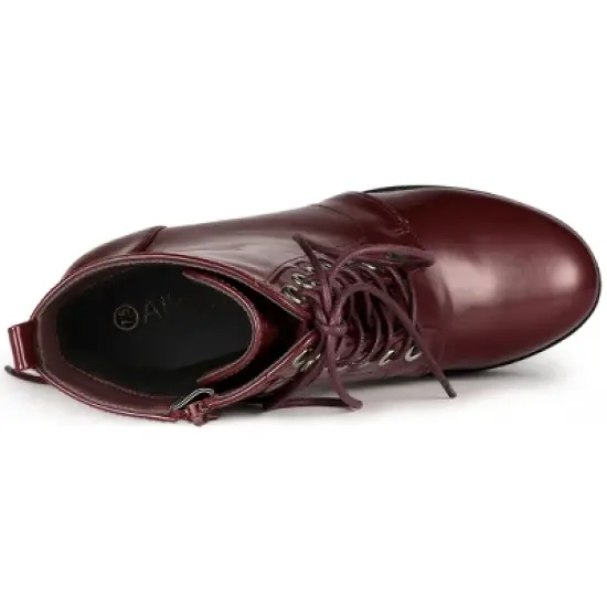 Allegra K Women's Platform Chunky High Heel Lace Up Combat Boots image {3}