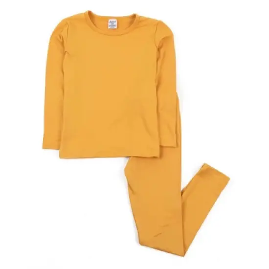 Leveret Kids Two Piece Boho Solid Color Thermal Pajamas image {5}