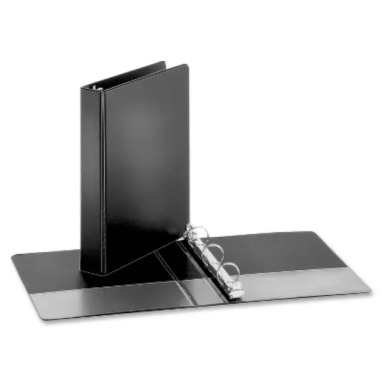 Business Source Round Ring Binder 1" Capacity 8-1/2"x5-1/2" Black 28523 image {3}