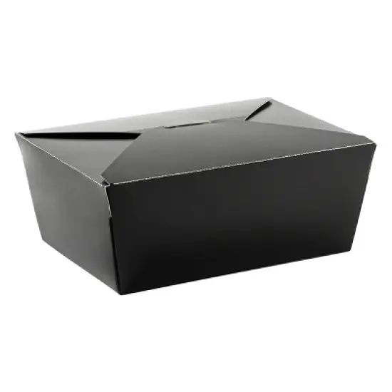 Inno-Pak 75 oz Paper Food Box Black #4 Size - Case of 90 image {1}